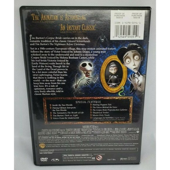 Tim Burton's Corpse Bride [Widescreen Edition] Drama DVD No Scratches Clean - Picture 4 of 9